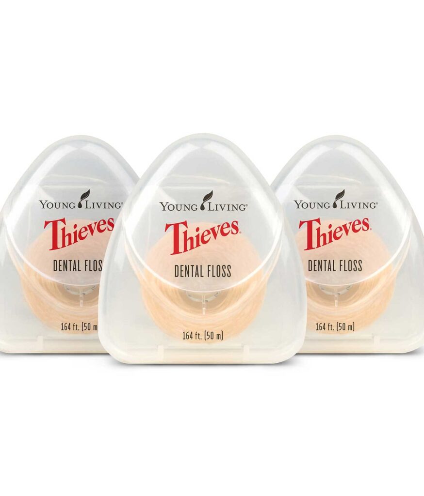 Set 3 bucăți ață dentară Thieves 2 Ața dentară Thieves este dublu infuzată cu amestecurile premium de uleiuri esențiale Thieves.