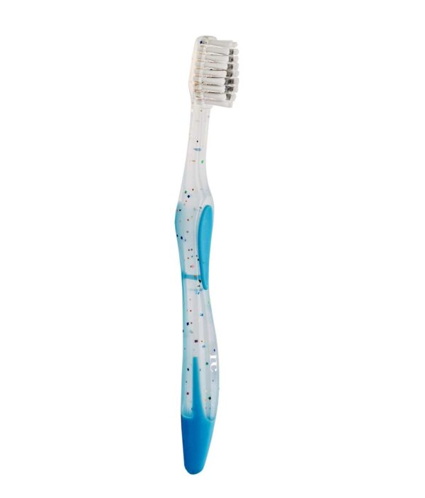 Periuța de dinți manuală pentru copii de la primul dințisor cu peri supersoft cu argint NovaCare cu mâner bleu